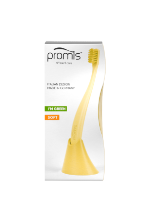 soporte y cepillo de dientes amarillo